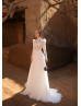 High Neck Long Sleeves Ivory Lace Tulle Wedding Dress